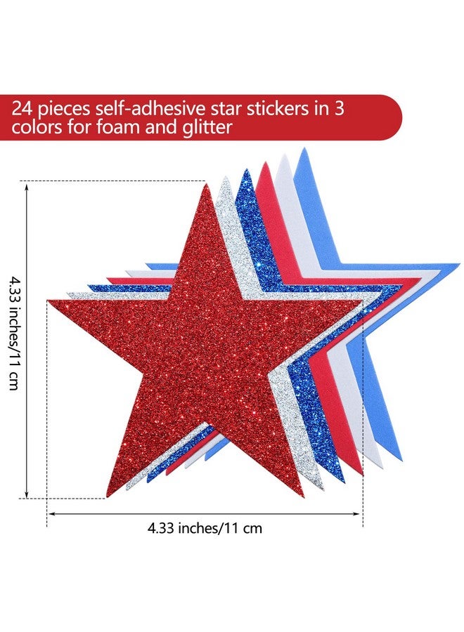 Tenare 224 Pieces Red White Blue Glitter Stars Patriotic Foam Stickers for Independence Day 4th of July Decorations Christmas Kid's Arts Craft - Image 2