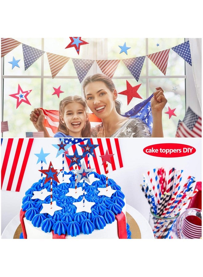 Tenare 224 Pieces Red White Blue Glitter Stars Patriotic Foam Stickers for Independence Day 4th of July Decorations Christmas Kid's Arts Craft - Image 5