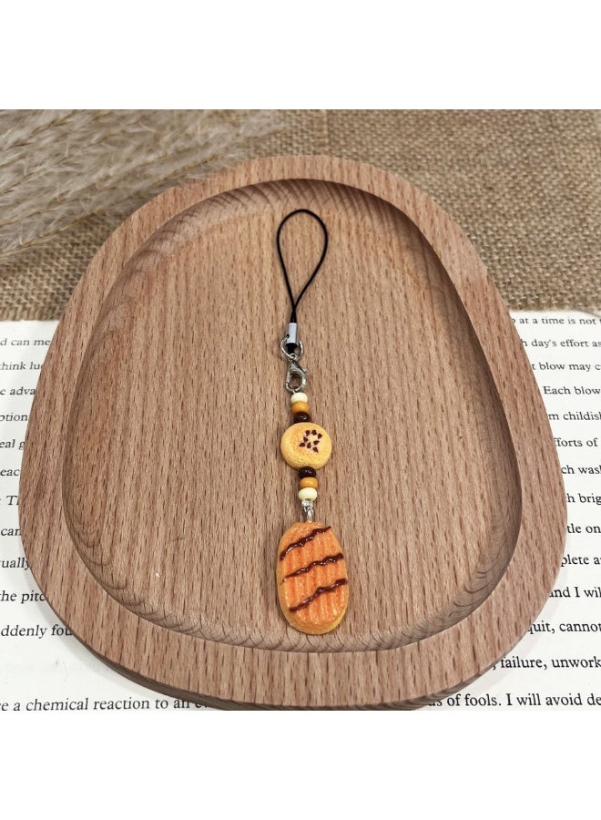 NIBEMINENT Phone Charm/ Chain Strap for Women Girls, Little Bear Bread Toy Cell Phone Case Lanyard Wrist Strap