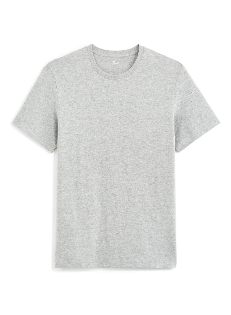 Celio  Tebase Grey Mel Short Sleeves Tshirt for Men | Best Price UAE