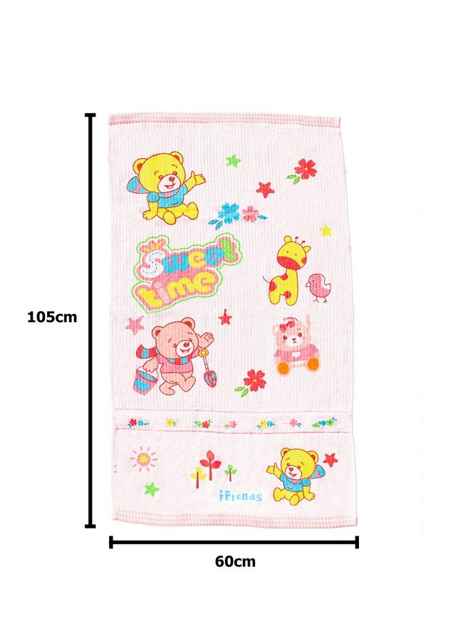 The Little Lookers THE LITTLE LOOKERS Super Soft/High Absorbency Towel/Bath Towel / 100% Cotton Washcloth(450 Gsm) for New Born Baby/Infants/Toddlers (Pink & Lemon, 60x105 cm, Pack of 2)  - Image 2
