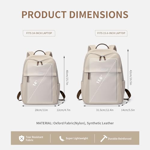 GOLF SUPAGS Womens Laptop Backpack with Separate Laptop Compartment Water Resistant Computer Backpacks Fits 14 Inch Notebook Travel Work College Bags (14-Inch, Apricot) - Image 4