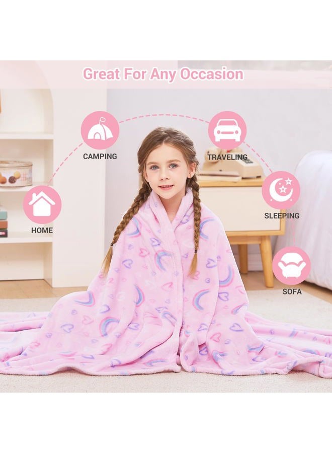 Viviland Kids Rainbow Print Throw Blanket for Boys and Girls, Warm Lightweight Plush Fleece for Sofa, Chair, Couch, Bed, 30" x 40" - Image 5