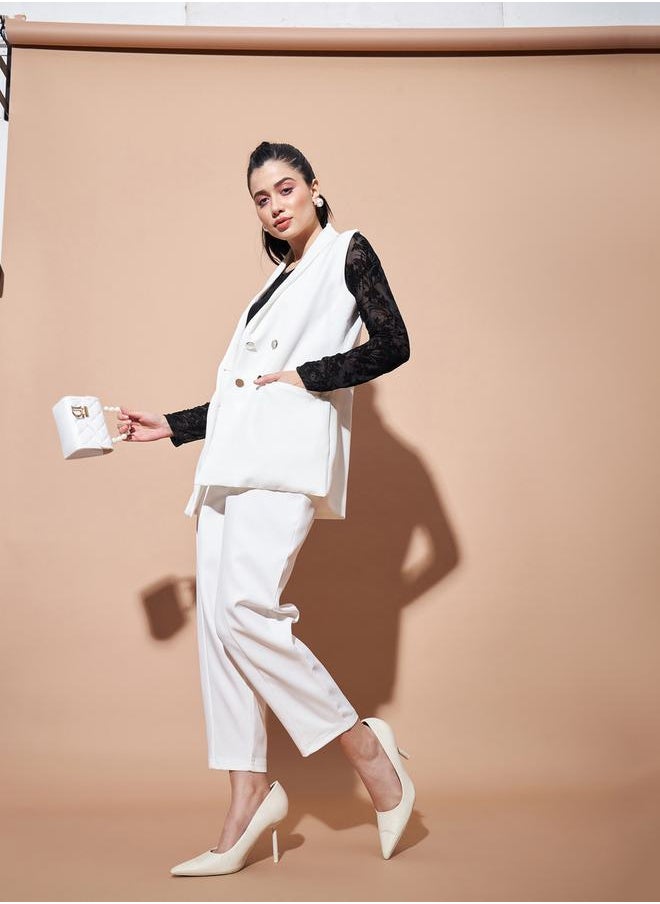 SASSAFRAS - Sleeveless Longline Blazer with Patch Pocket by Styli - Image 1