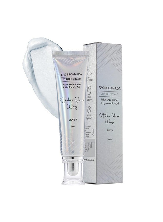 Facescanada كريم فيسيز كندا ستروب الفضي، 30 مل، برايمر + هايلايتر + مرطب، زبدة الشيا وحمض الهيالورونيك، ترطيب مكثف، بشرة ندية مشعة لا تشوبها شائبة، قاعدة مكياج مضيئة ومتوهجة - Image 1