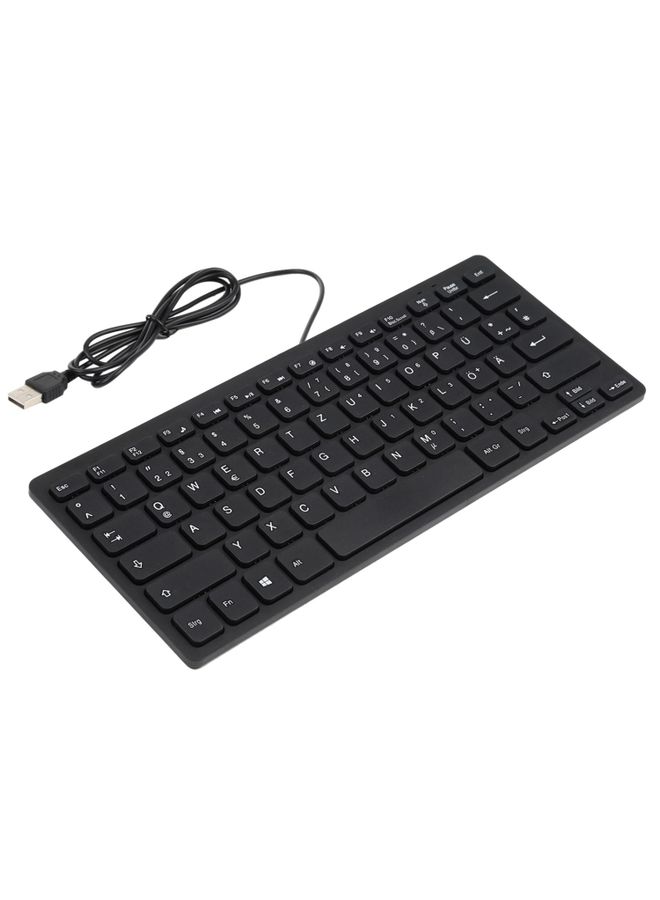 BURAQ TT-A01 Ultra-thin Design Mini Wired Keyboard, German Version (Black)  - Image 2