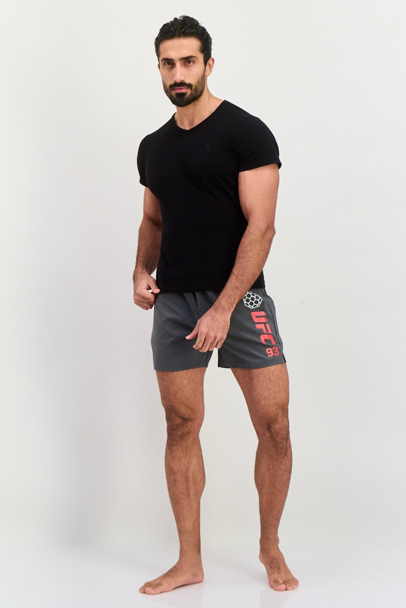 Ufc Men Graphic Print Board Shorts, Grey Combo - Image 4