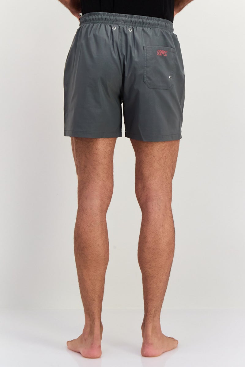 Ufc Men Graphic Print Board Shorts, Grey Combo - Image 3