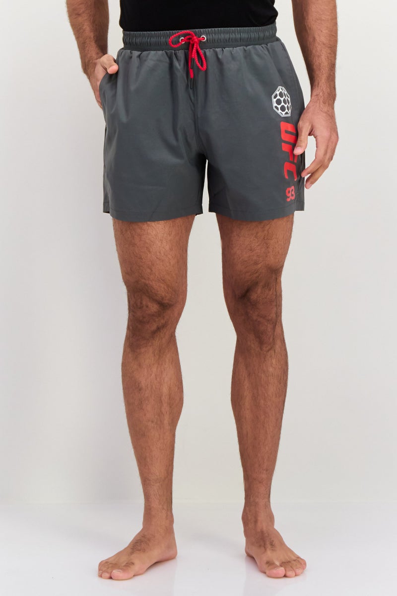 Ufc Men Graphic Print Board Shorts, Grey Combo - Image 1