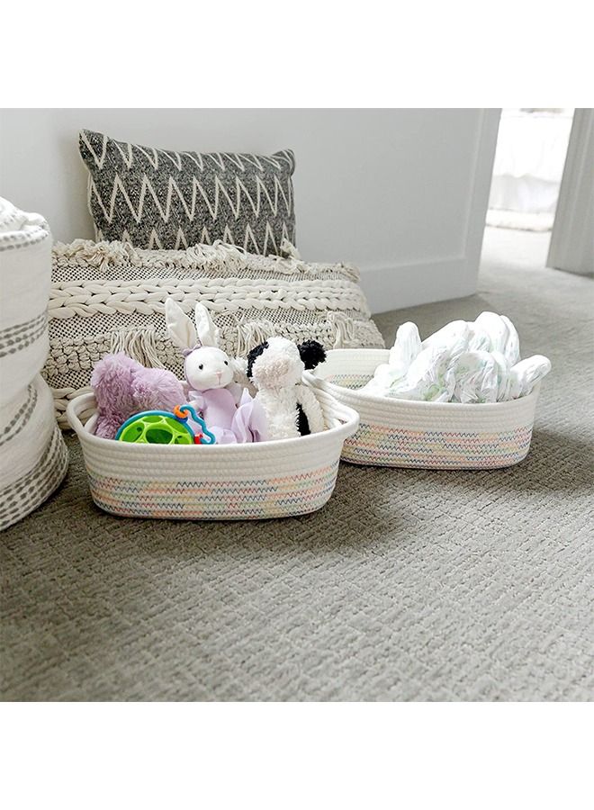 Arabest Rectangular Storage Basket-5-Piece Natural Cotton Rope Woven Organizer Basket, Dog Toy Basket, Cat Toy Box, Bathroom Organizer - Image 4
