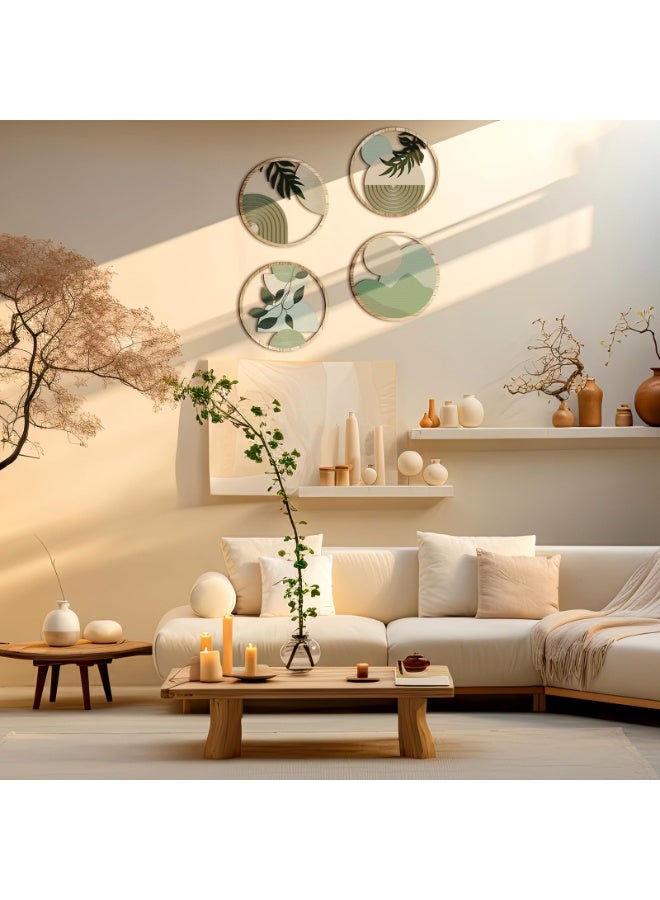 Bukela 4 Pcs Boho Wooden Wall Art Hanging - Bohemian Nursery Farmhouse Geometric Decor - 10 Inch Aesthetic Minimalist Wood Art for Apartment Bedroom - Image 3