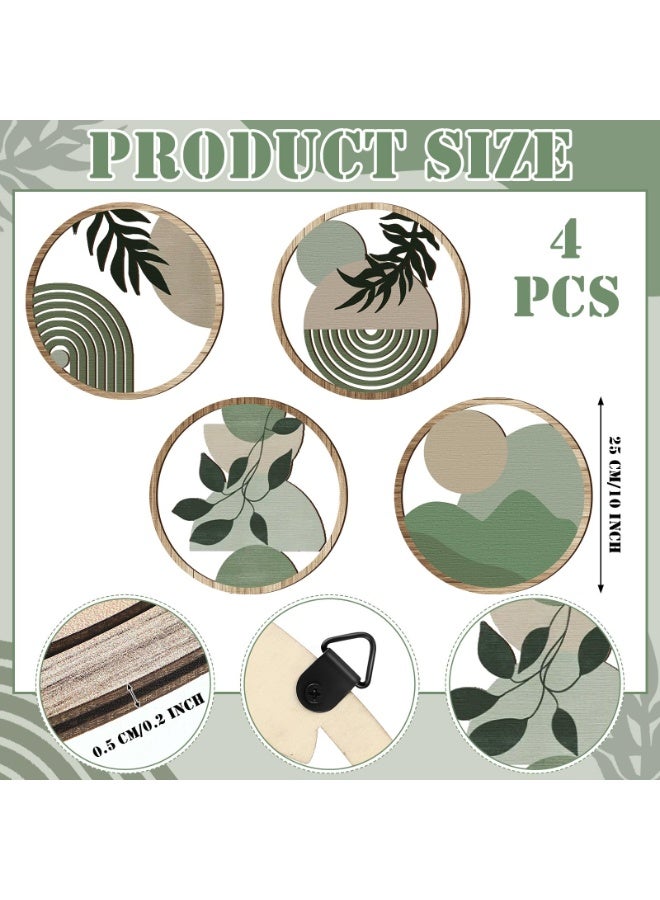 Bukela 4 Pcs Boho Wooden Wall Art Hanging - Bohemian Nursery Farmhouse Geometric Decor - 10 Inch Aesthetic Minimalist Wood Art for Apartment Bedroom - Image 2