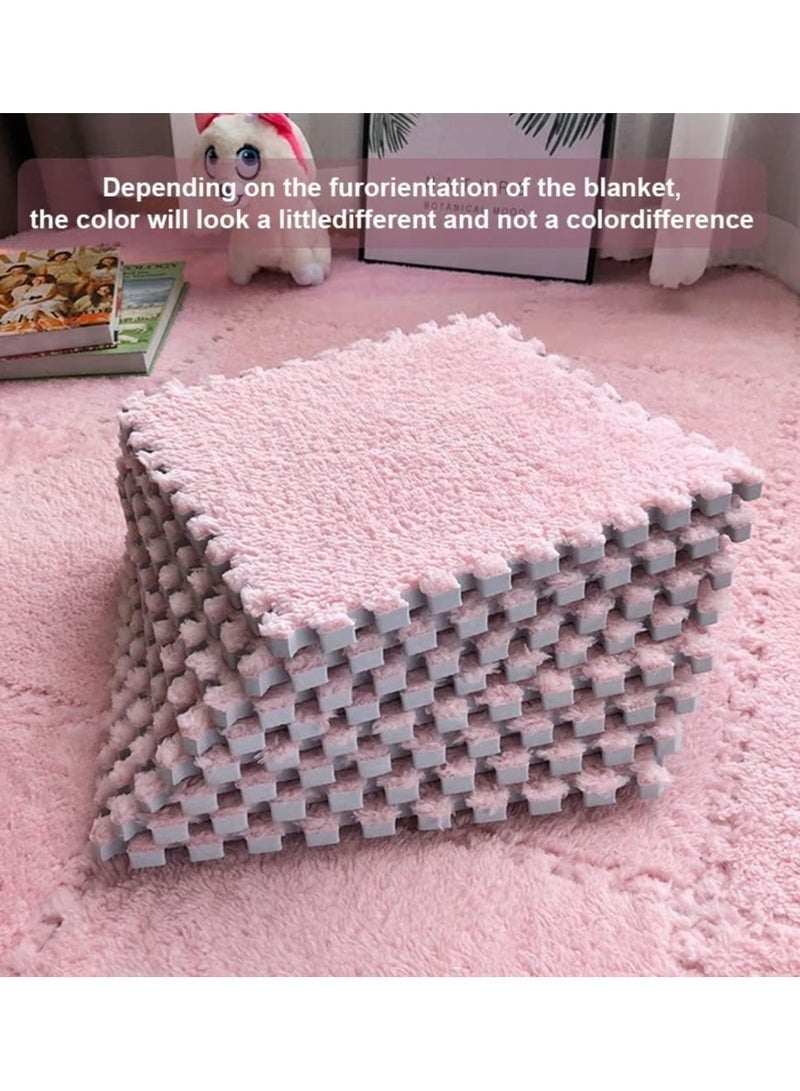 DURKU 6 PCS Foam Play Mat 30x30x1cm Puzzle Play Mats Floor for Kids Soft Plush Interlocking Foam Mat Set with Edges for Floor Protection Yoga Fitness Workout Mats kids Play Mats (Pink) - Image 3