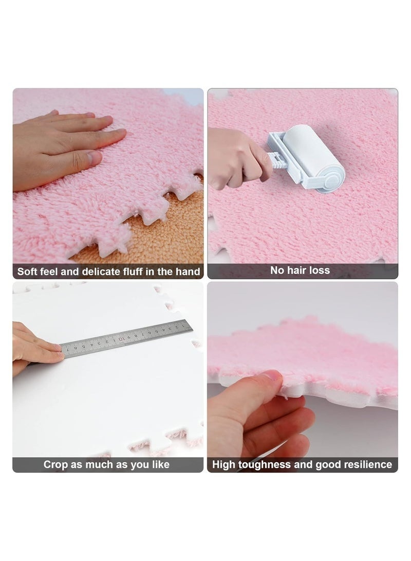 DURKU 6 PCS Foam Play Mat 30x30x1cm Puzzle Play Mats Floor for Kids Soft Plush Interlocking Foam Mat Set with Edges for Floor Protection Yoga Fitness Workout Mats kids Play Mats (Pink) - Image 4