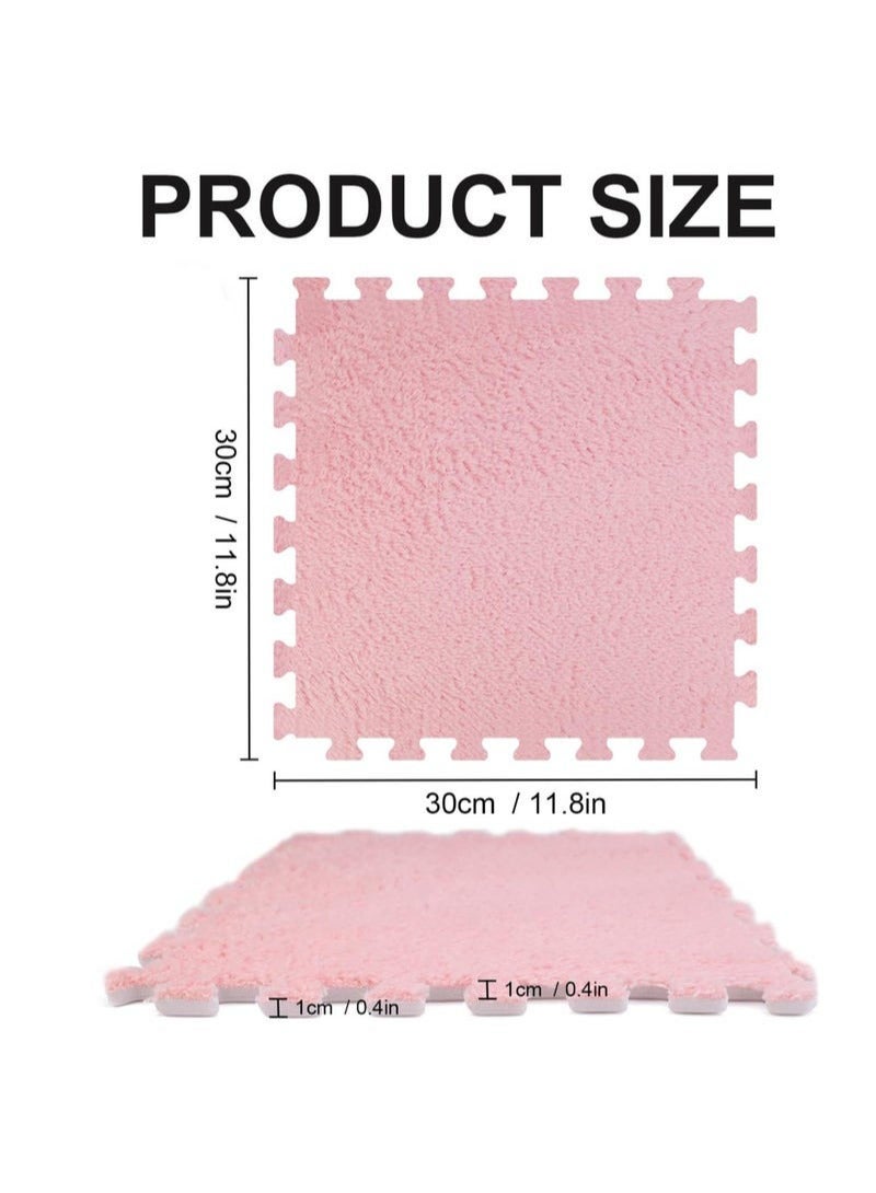 DURKU 6 PCS Foam Play Mat 30x30x1cm Puzzle Play Mats Floor for Kids Soft Plush Interlocking Foam Mat Set with Edges for Floor Protection Yoga Fitness Workout Mats kids Play Mats (Pink) - Image 2