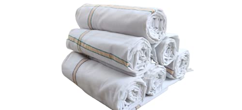 ASH Traders Sircilla Khadi Pure Cotton Bath Towels Suitable for All Men and Women (Set of 6 pcs White, 36 * 72 Inches, Large) - Image 1