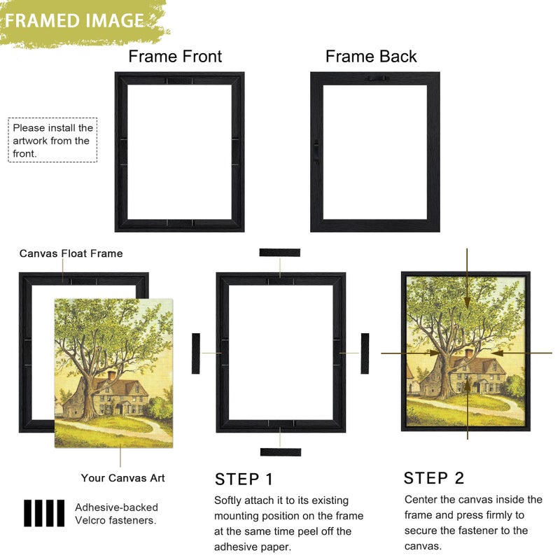 Abtgt 8x10 Canvas Floating Frame with 0.9" Deep, Black Floater Frame for Canvas Paintings with Adhesive, Vertical or Horizontal Wall Art frame for Prints Oil Painting Diamond Decor, 1 Pack. - Image 2