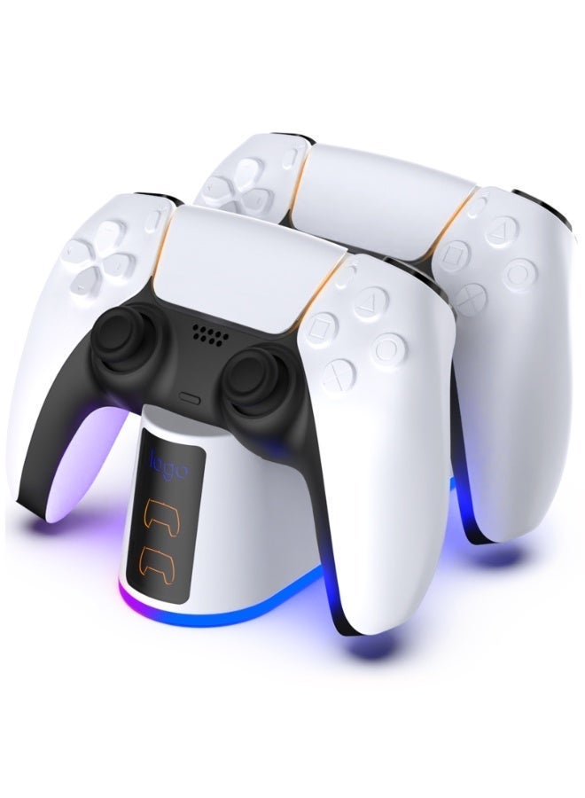 Hugifts PS5 Controller Charging Station Dual Fast Charger Dock with LED Light Switch, Compatible with PS5 Console/Power Bank/AC Adapter - Image 1
