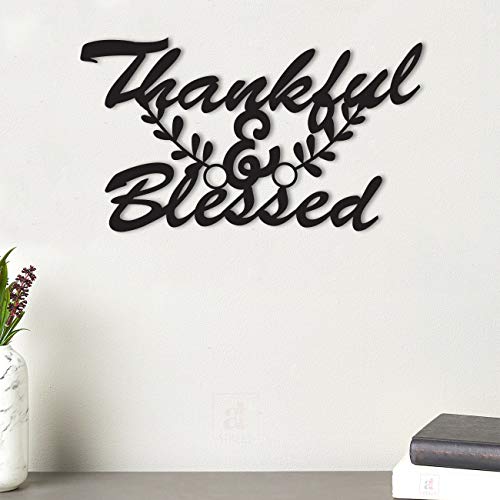 Art Street Thankful & Blessed MDF Plaque Painted Cutout Ready to Hang Home Décor, Wall Décor, Wall Art, Decorative MDF Plaque For Home & Wall Decoration-Size 5.7 X 10 Inches - Image 1
