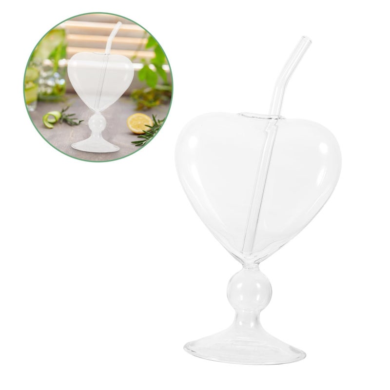 Heart Shaped Cocktail Glasses Set with Straws for Wine and Juice Parties - Image 5