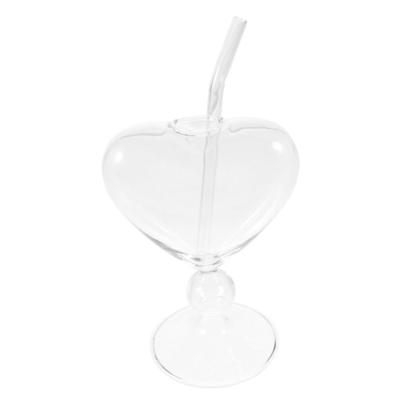 Heart Shaped Cocktail Glasses Set with Straws for Wine and Juice Parties - Image 2