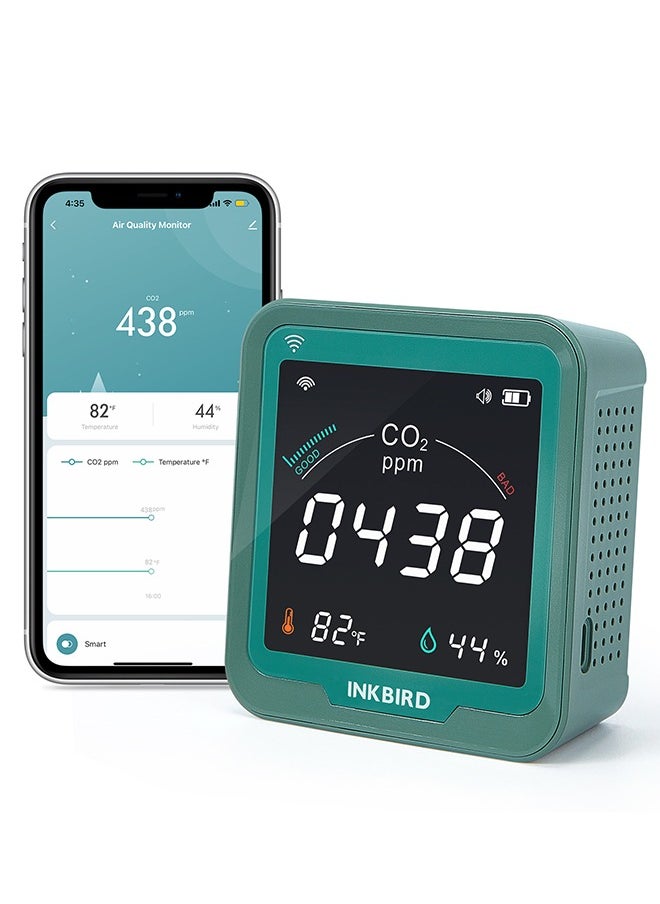 INKBIRD - INKBIRD Wi-Fi CO2 Detector INK-CO2W 3-In-1 Air Quality Monitor 400-5000 PPM Carbon Dioxide Monitor with Temperature and Humidity Free App Monitor Rechargeable Battery Included - Image 1
