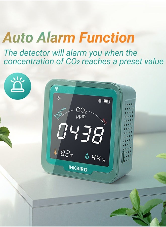 INKBIRD - INKBIRD Wi-Fi CO2 Detector INK-CO2W 3-In-1 Air Quality Monitor 400-5000 PPM Carbon Dioxide Monitor with Temperature and Humidity Free App Monitor Rechargeable Battery Included - Image 1