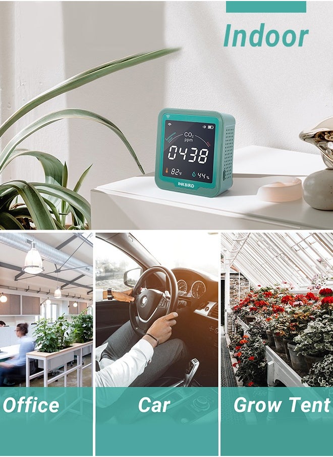 INKBIRD - INKBIRD Wi-Fi CO2 Detector INK-CO2W 3-In-1 Air Quality Monitor 400-5000 PPM Carbon Dioxide Monitor with Temperature and Humidity Free App Monitor Rechargeable Battery Included - Image 1