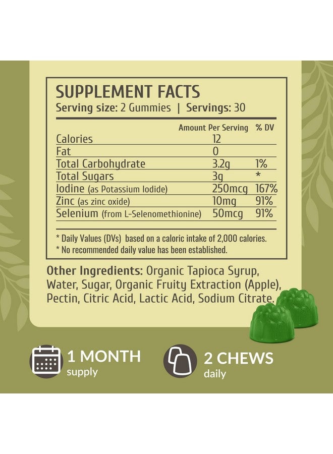 HERBAMAMA Iodine Gummies - Potassium Iodine, Zinc & Selenium for Immune Defense & Brain Support - Vegan, Non-GMO Immune Support Supplement - 60 Pectin-Based Apple-Flavored Chews - Image 3
