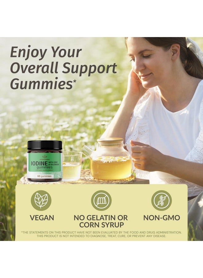 HERBAMAMA Iodine Gummies - Potassium Iodine, Zinc & Selenium for Immune Defense & Brain Support - Vegan, Non-GMO Immune Support Supplement - 60 Pectin-Based Apple-Flavored Chews - Image 2