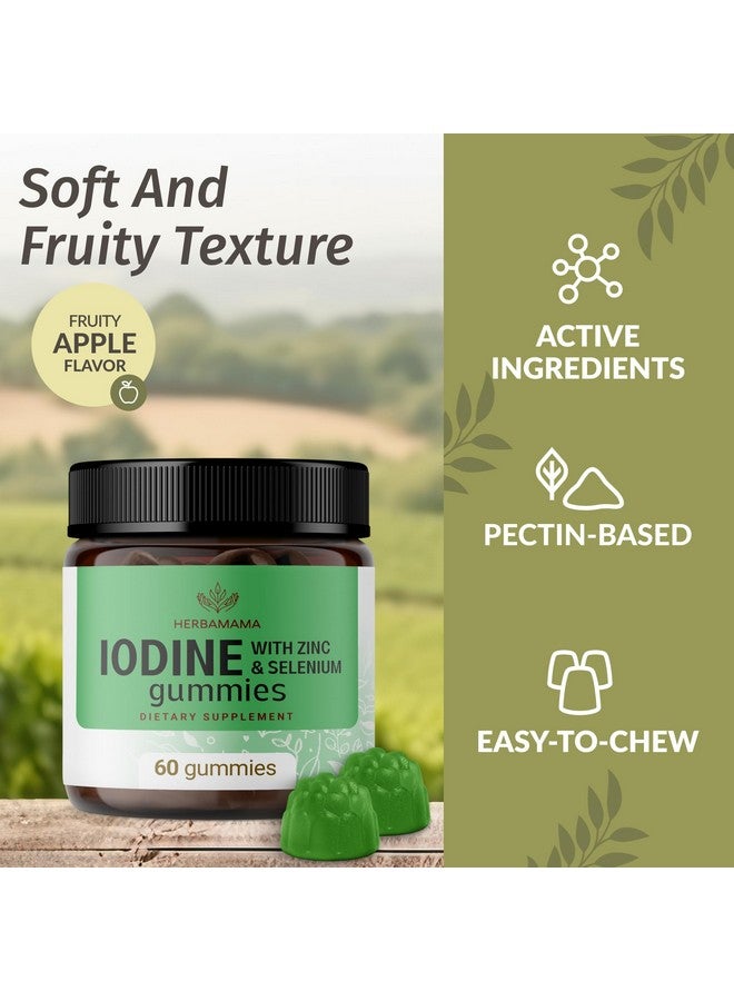 HERBAMAMA Iodine Gummies - Potassium Iodine, Zinc & Selenium for Immune Defense & Brain Support - Vegan, Non-GMO Immune Support Supplement - 60 Pectin-Based Apple-Flavored Chews - Image 4