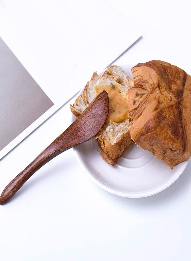 lasenersm 4 Pieces Wooden Butter Spreaders Wooden Cream Spatula Cheese Spreaders Cosmetic Mask Mixing Spoon Spatulas Butter Spatula Cream Spreaders Peanut Jelly Spreader for Kitchen Baking, Dark-Brown - Image 5