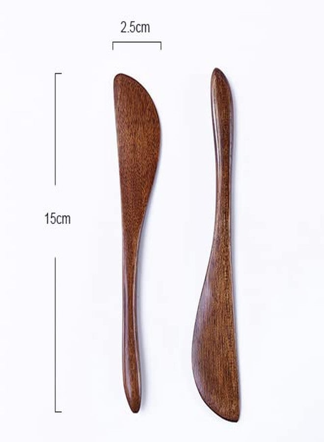 lasenersm 4 Pieces Wooden Butter Spreaders Wooden Cream Spatula Cheese Spreaders Cosmetic Mask Mixing Spoon Spatulas Butter Spatula Cream Spreaders Peanut Jelly Spreader for Kitchen Baking, Dark-Brown - Image 3