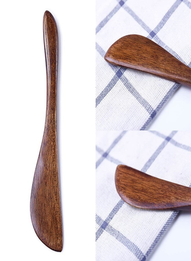 lasenersm 4 Pieces Wooden Butter Spreaders Wooden Cream Spatula Cheese Spreaders Cosmetic Mask Mixing Spoon Spatulas Butter Spatula Cream Spreaders Peanut Jelly Spreader for Kitchen Baking, Dark-Brown - Image 4