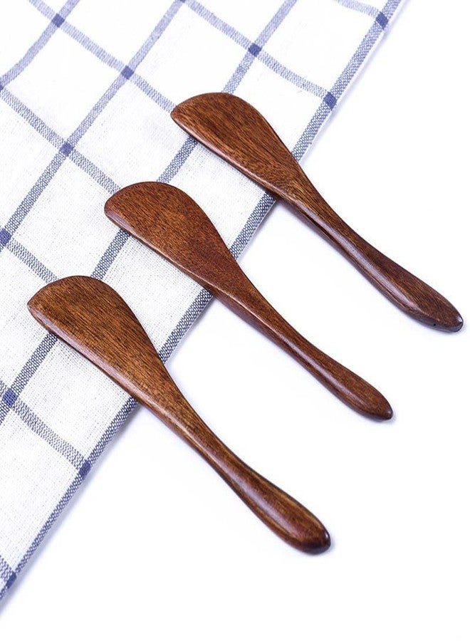 lasenersm 4 Pieces Wooden Butter Spreaders Wooden Cream Spatula Cheese Spreaders Cosmetic Mask Mixing Spoon Spatulas Butter Spatula Cream Spreaders Peanut Jelly Spreader for Kitchen Baking, Dark-Brown - Image 2