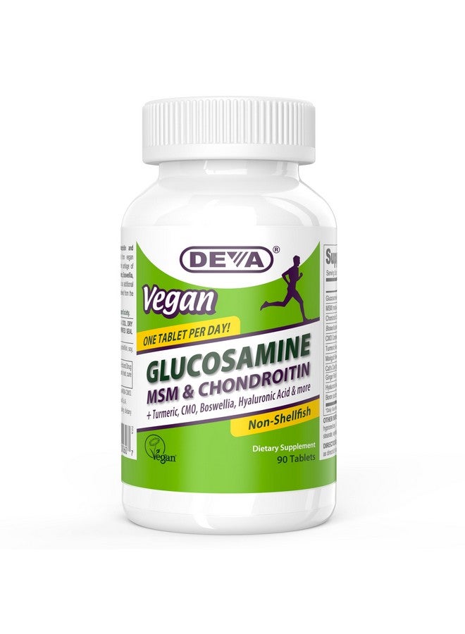 DEVA Vegan Glucosamine MSM & Chondroitin + Turmeric, CMO, Boswellia, Hyaluronic Acid & More, Improved Non-Animal Formula, 90 Tablets - Image 1
