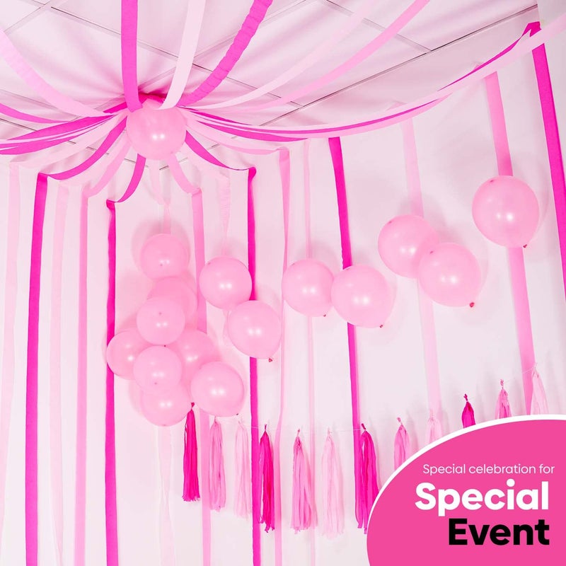 Captain Decor Captain DÃ©cor 8 Pink Streamers with White, 656ft Pack of Pink Crepe Paper Streamers for Bachelorette Party Decorations, Birthday Decor (1.8 inch x 82 ft/Roll) - Image 5