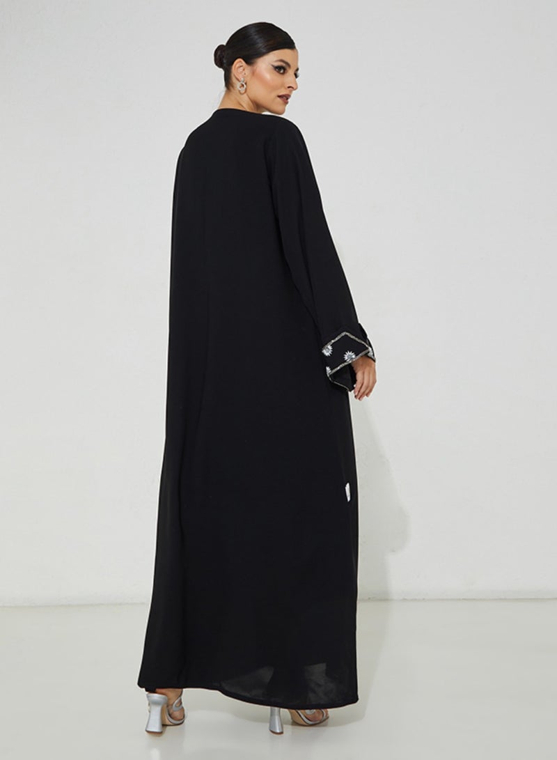 Rosette Abaya Abaya with Pearl Sleeves Design Embroidery - Image 4