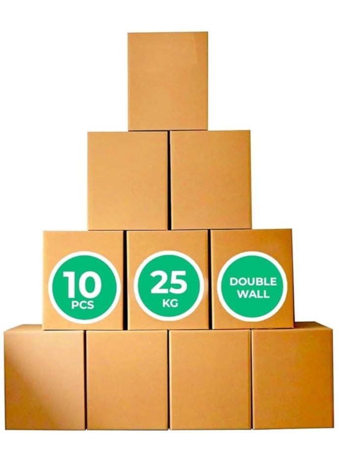 Duravel Double Carton Box Set Wall Cardboard Boxes, 10 Pieces, 25 Kg Capacity (45X45X45) - Image 1