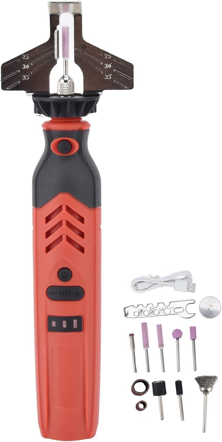 DC3.6V Cordless Saw Sharpener Kit Stable Performance Chain Saw Sharpen Tool Set for Home Garden Use, Red ABS 13.6oz - Image 5