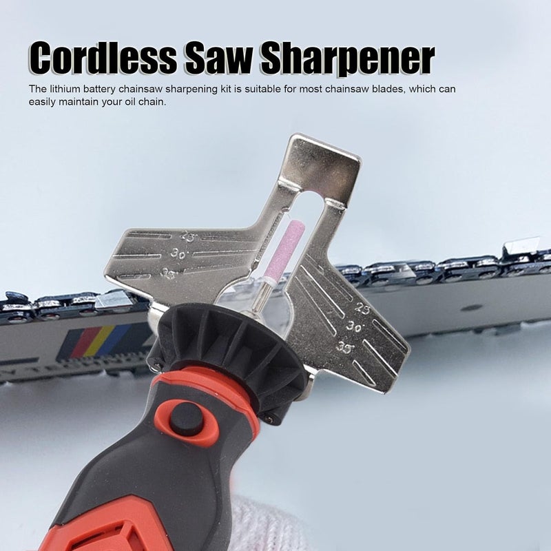DC3.6V Cordless Saw Sharpener Kit Stable Performance Chain Saw Sharpen Tool Set for Home Garden Use, Red ABS 13.6oz - Image 3