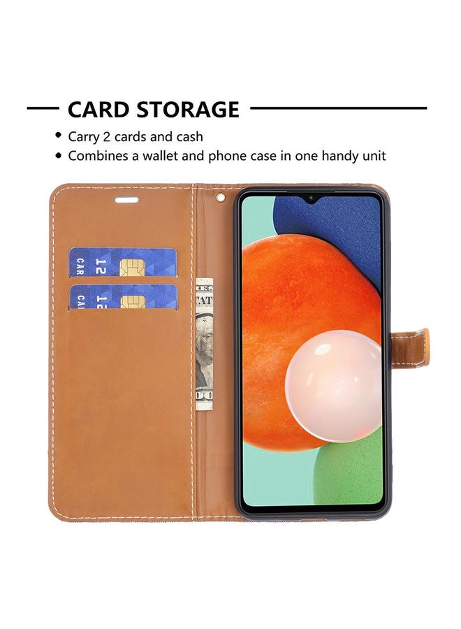 اس-توب جراب لهاتف Samsung Galaxy A13 4G مصنوع من الجلد بلون الدنيم المطابق للون - Image 5