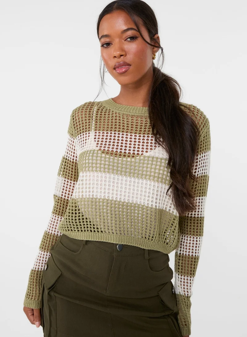 Pink Vanilla Stripe Crochet Jumper