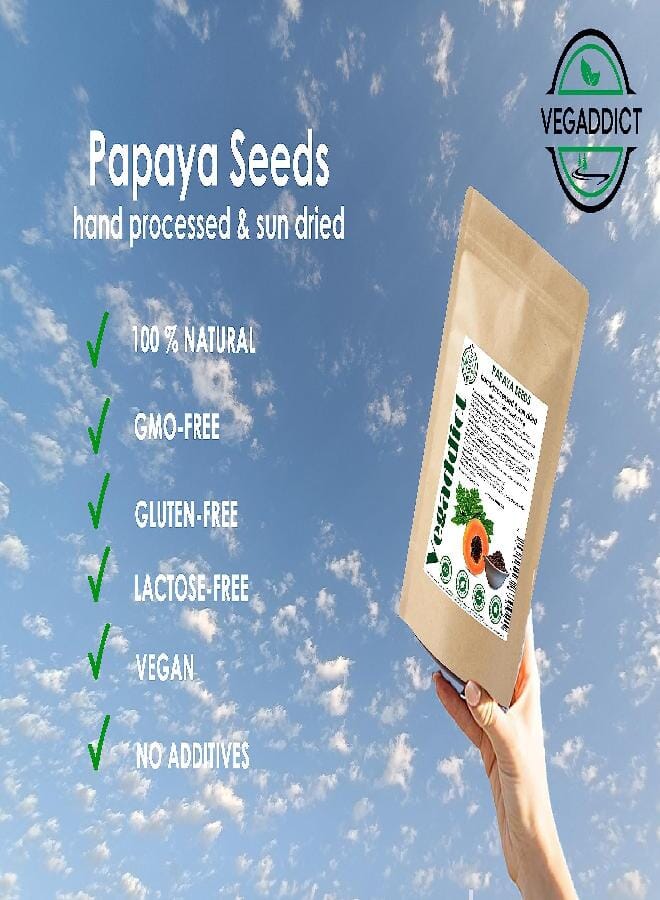 100% Natural Sun Dried Papaya Seeds | High Papain & Carpain Content | No Additives | Vegan | Laboratory Tested | Gluten & Lactose Free | Ethycally sourced | (approx 1000 seeds) - Image 2