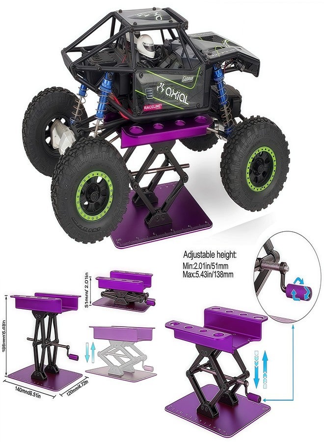 AMK RC Car Stand, Aluminum Liftable Adjustable RC Car Work Stand, Repair & Display RC Stand for Traxxas TRX4 Axial Arrma Redcat Losi 1/8 1/10 1/12 1/14 1/16 1/18 1/24 RC Car (Purple) - Image 2