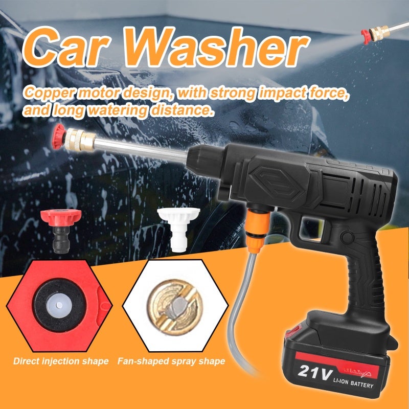 Cordless Car Washer: 2 Batteries, Cordless Lightweight Portable Design, Copper Motor Strong Impact Force - Large Dual Nozzle Options, Steel Filter Foam Bottle for Car Washing Enthusiasts - Image 4