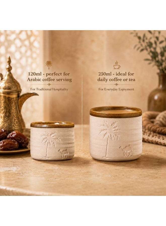 Pottery coffee mug, Palm trees and camels, Arabica coffee cup, 250ml, 1pc - Image 4