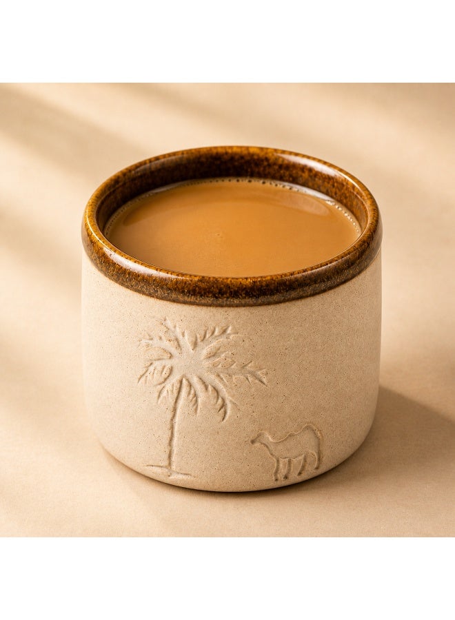 Pottery coffee mug, Palm trees and camels, Arabica coffee cup, 250ml, 1pc - Image 3