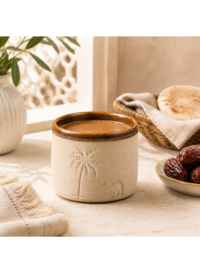 Pottery coffee mug, Palm trees and camels, Arabica coffee cup, 250ml, 1pc - Image 2