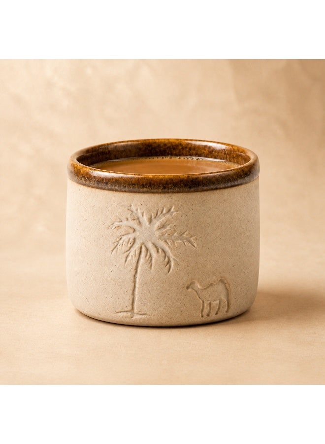 Pottery coffee mug, Palm trees and camels, Arabica coffee cup, 250ml, 1pc - Image 1